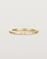 Angled view of Bold Curve Ring | 2mm | Diamonds | Yellow Gold.