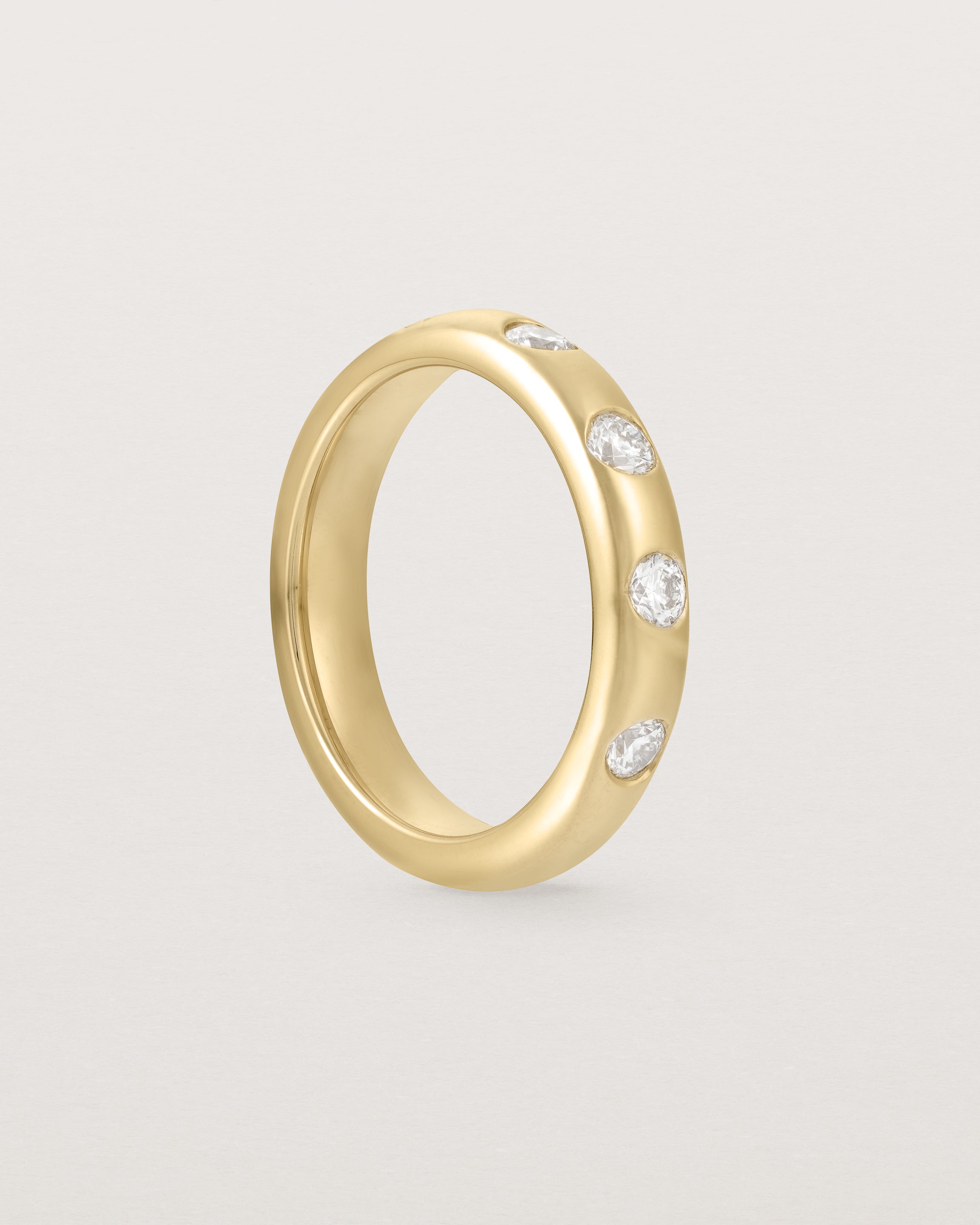 Standing View of Bold Curve Ring | 4mm | Diamonds | Yellow Gold