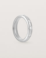 Standing View of Bold Curve Ring | 4mm | Diamonds | White Gold