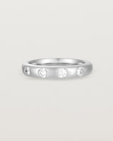 Angled View of Bold Curve Ring | 4mm | Diamonds | White Gold