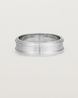 Front view of the Border Wedding Ring | 6mm | White Gold.