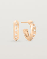 A pair of Cascade Knife Edge Hoops | Diamonds | Rose Gold.