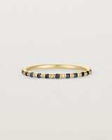 Front View of Cascade Round Profile Wedding Ring | Sapphire | Yellow Gold 