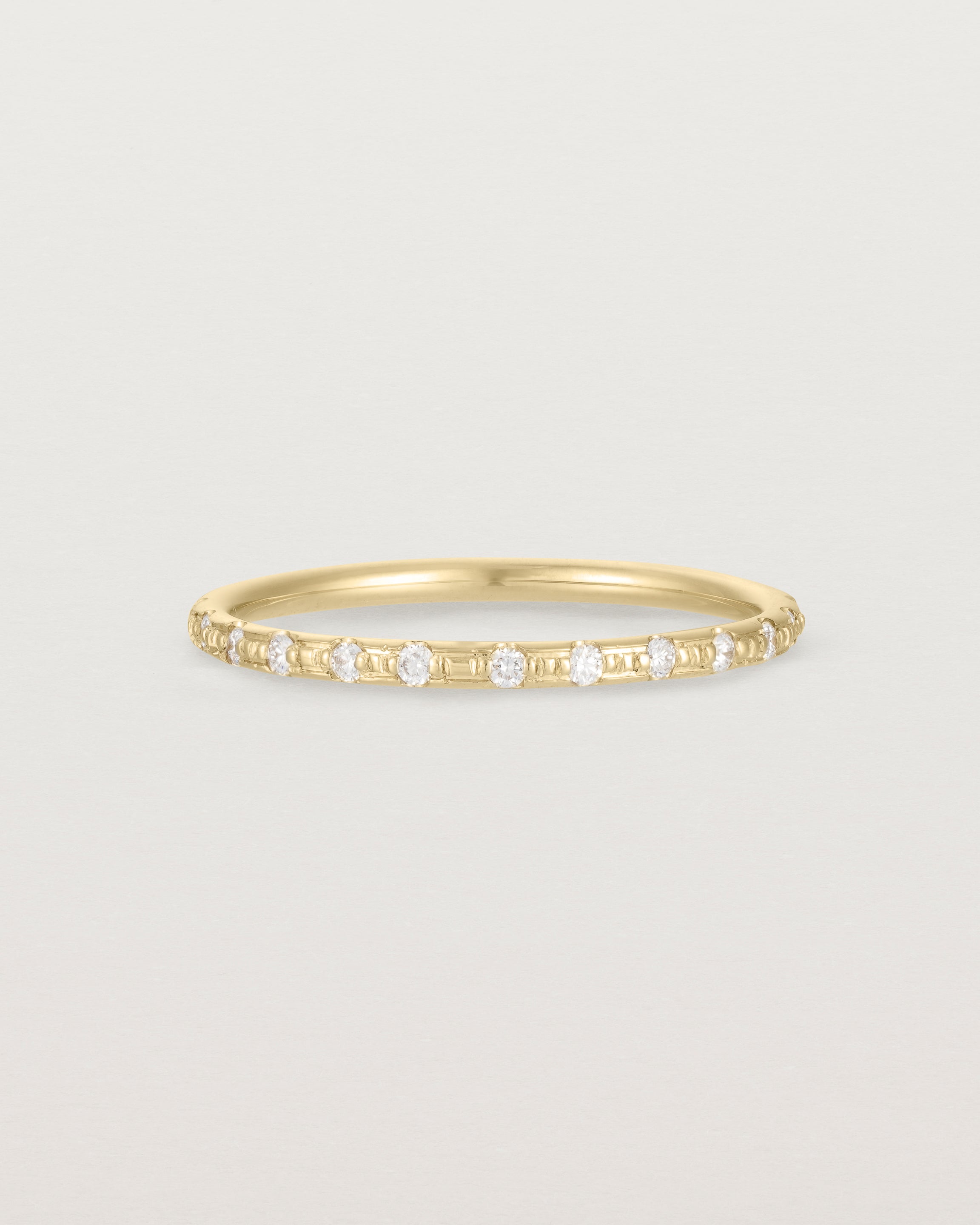 Front View of Cascade Round Profile Wedding Ring | Diamonds | Yellow Gold