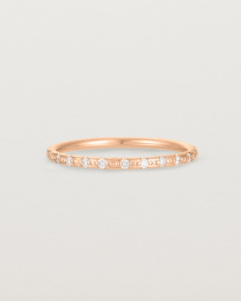 Front View of Cascade Round Profile Wedding Ring | Diamonds | Rose Gold