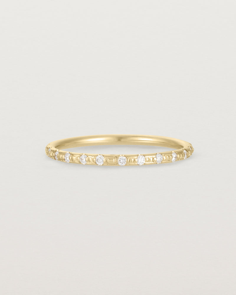 Front View of Cascade Round Profile Wedding Ring | Diamonds | Yellow Gold
