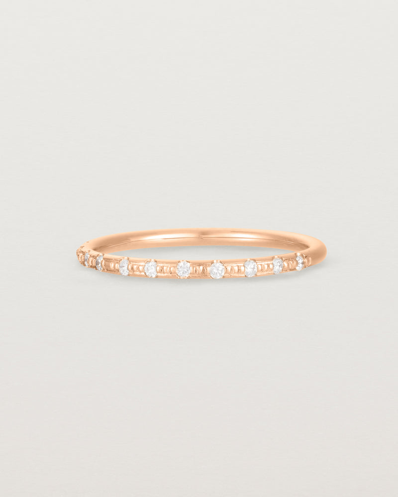 Side View of Cascade Round Profile Wedding Ring | Diamonds | Rose Gold