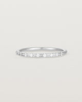 Side View of Cascade Round Profile Wedding Ring | Diamonds | White Gold
