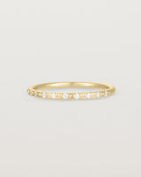 Angled View of Cascade Round Profile Wedding Ring | Diamonds | Yellow Gold