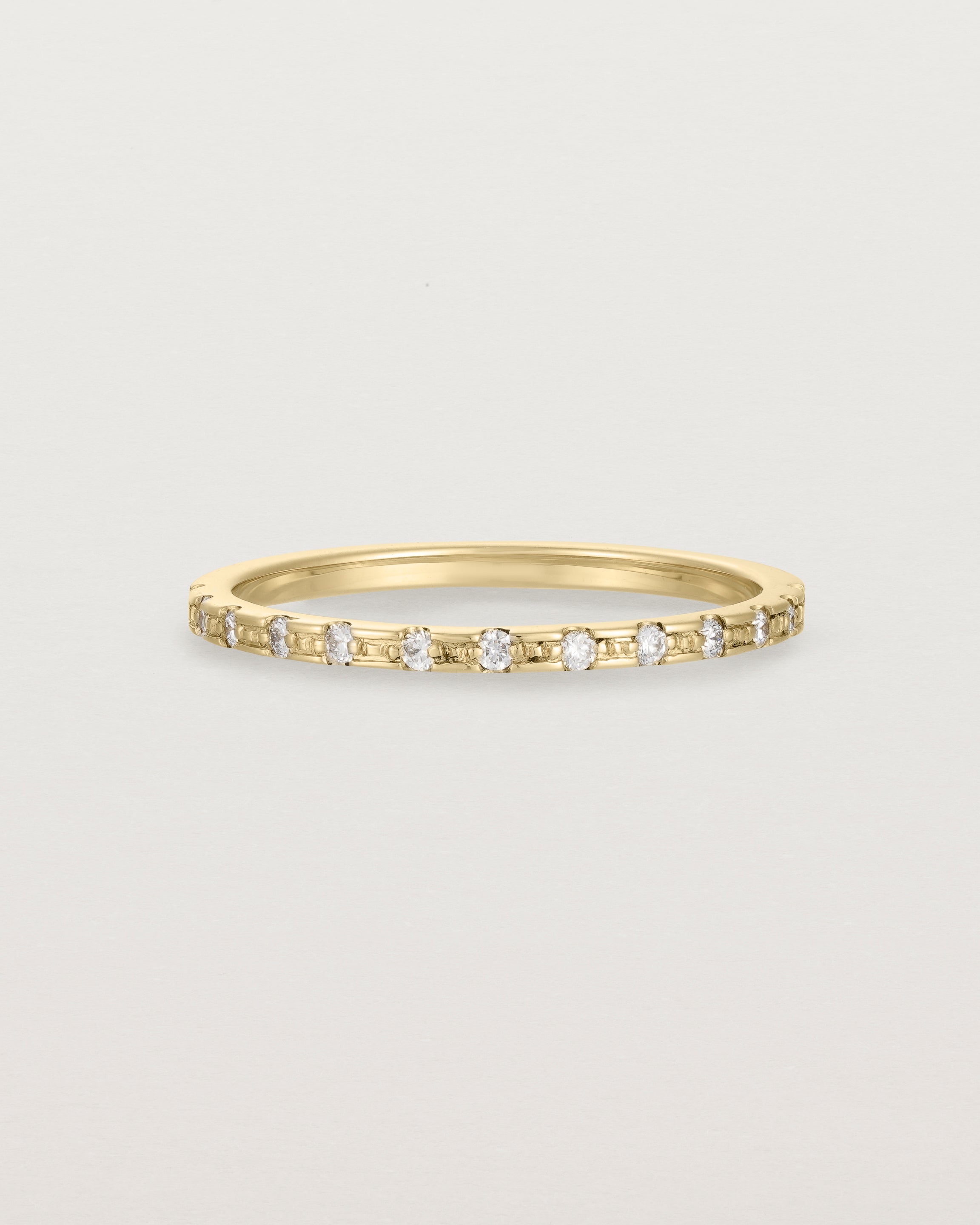 Front View of Cascade Square Profile Wedding Ring | Diamonds | Yellow Gold
