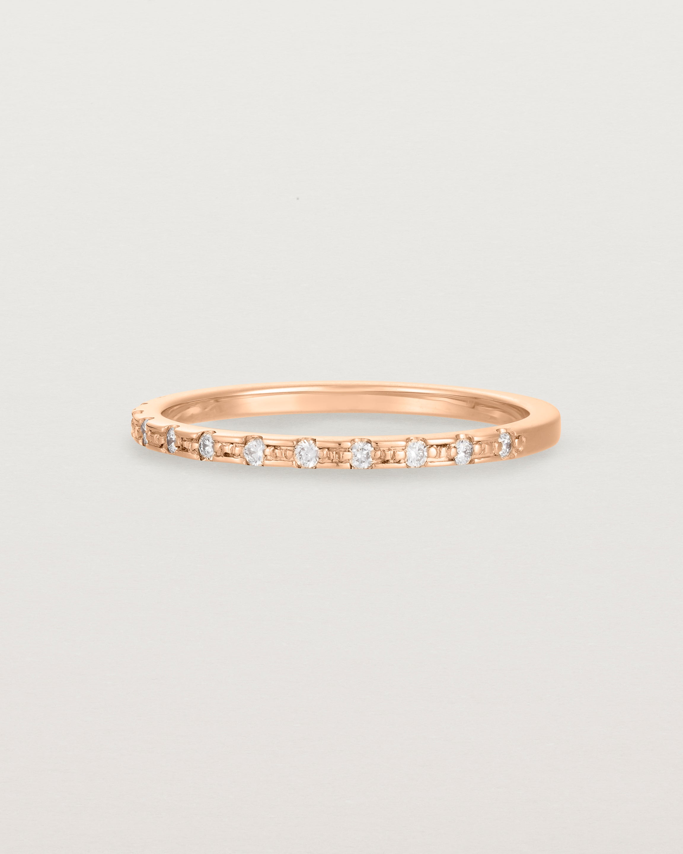 Side View of Cascade Square Profile Wedding Ring | Diamonds | Rose Gold