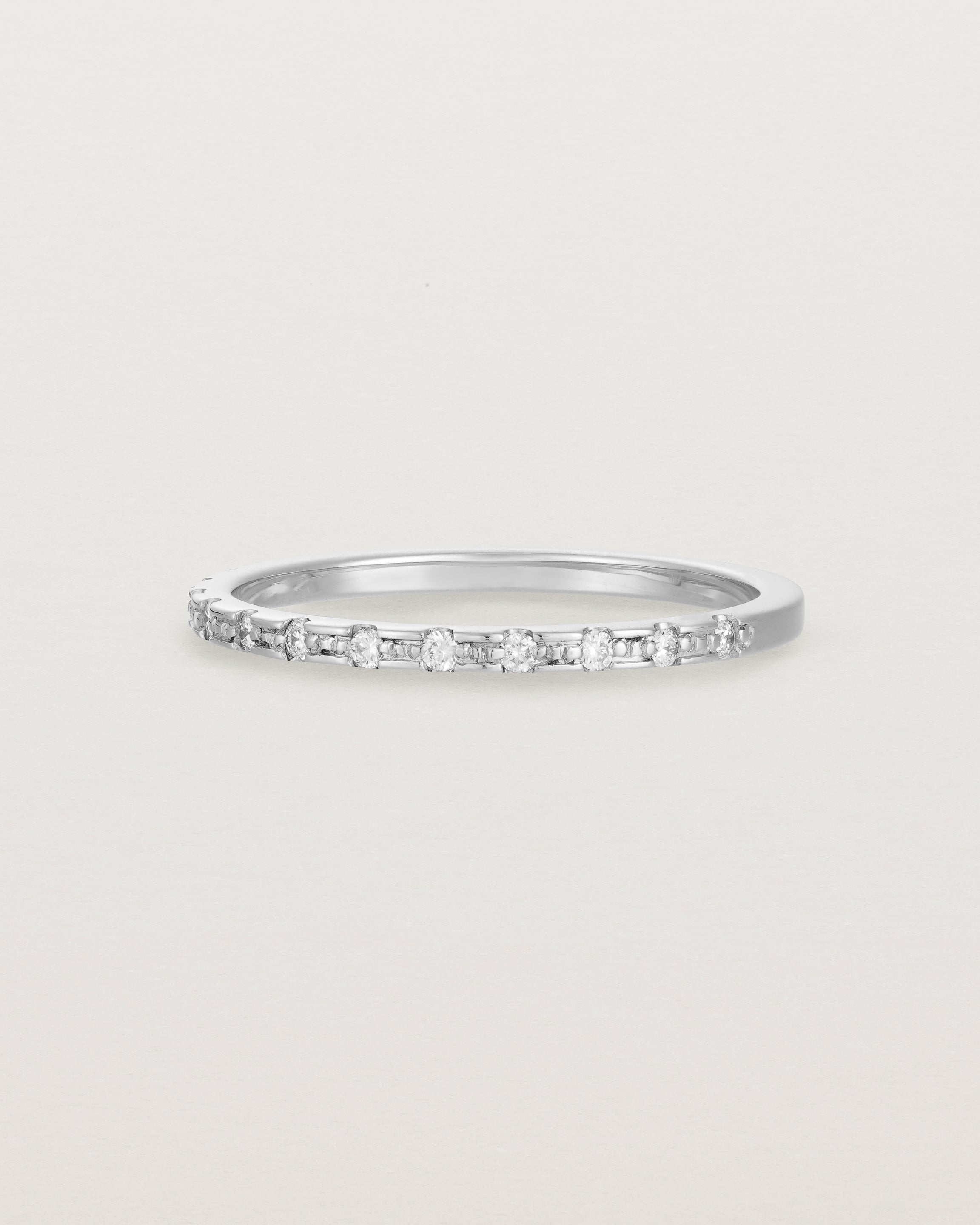 Side View of Cascade Square Profile Wedding Ring | Diamonds | White Gold 