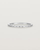 Side View of Cascade Square Profile Wedding Ring | Diamonds | White Gold 