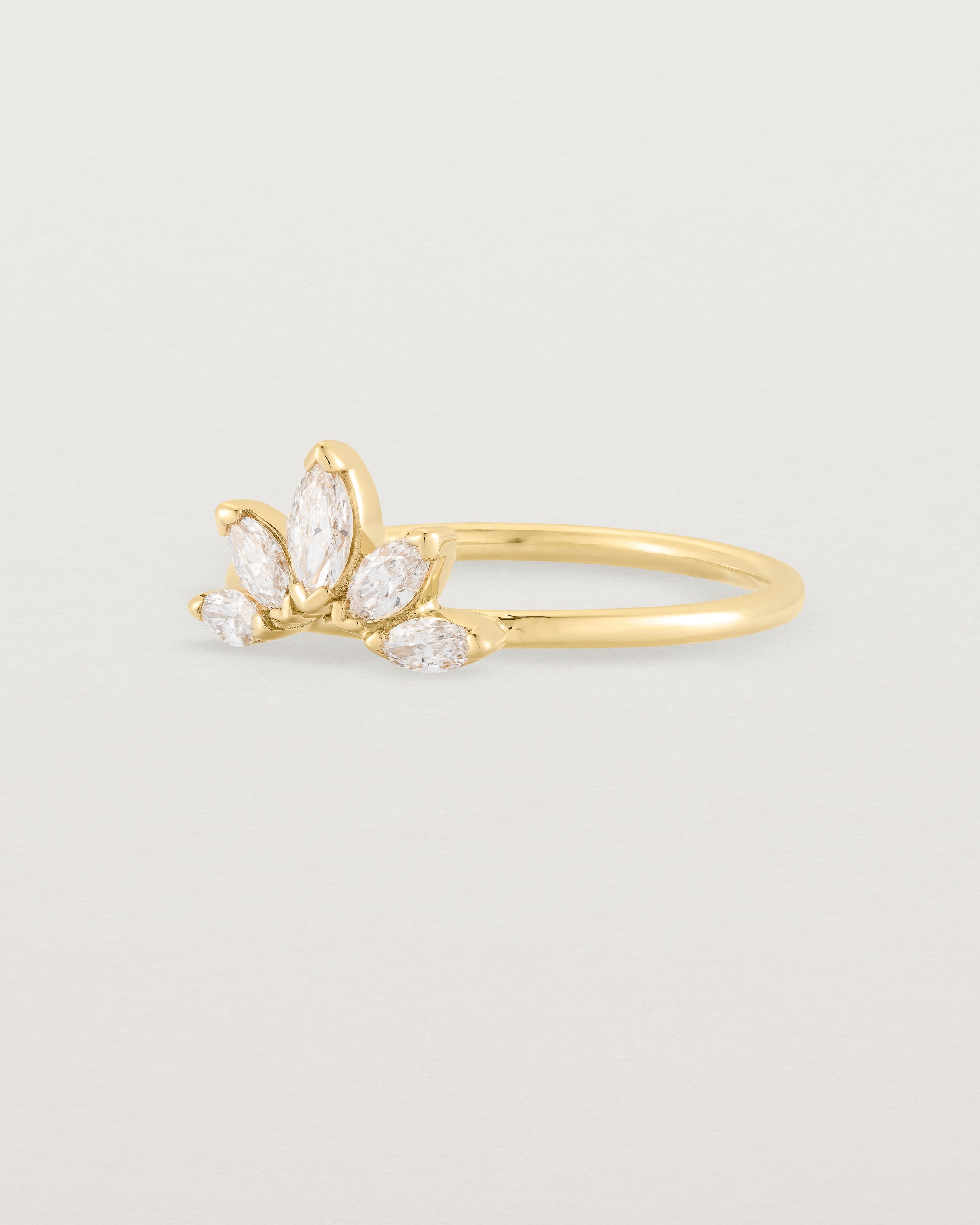 Angled view of the Sun Ring | Diamond in Yellow Gold.
