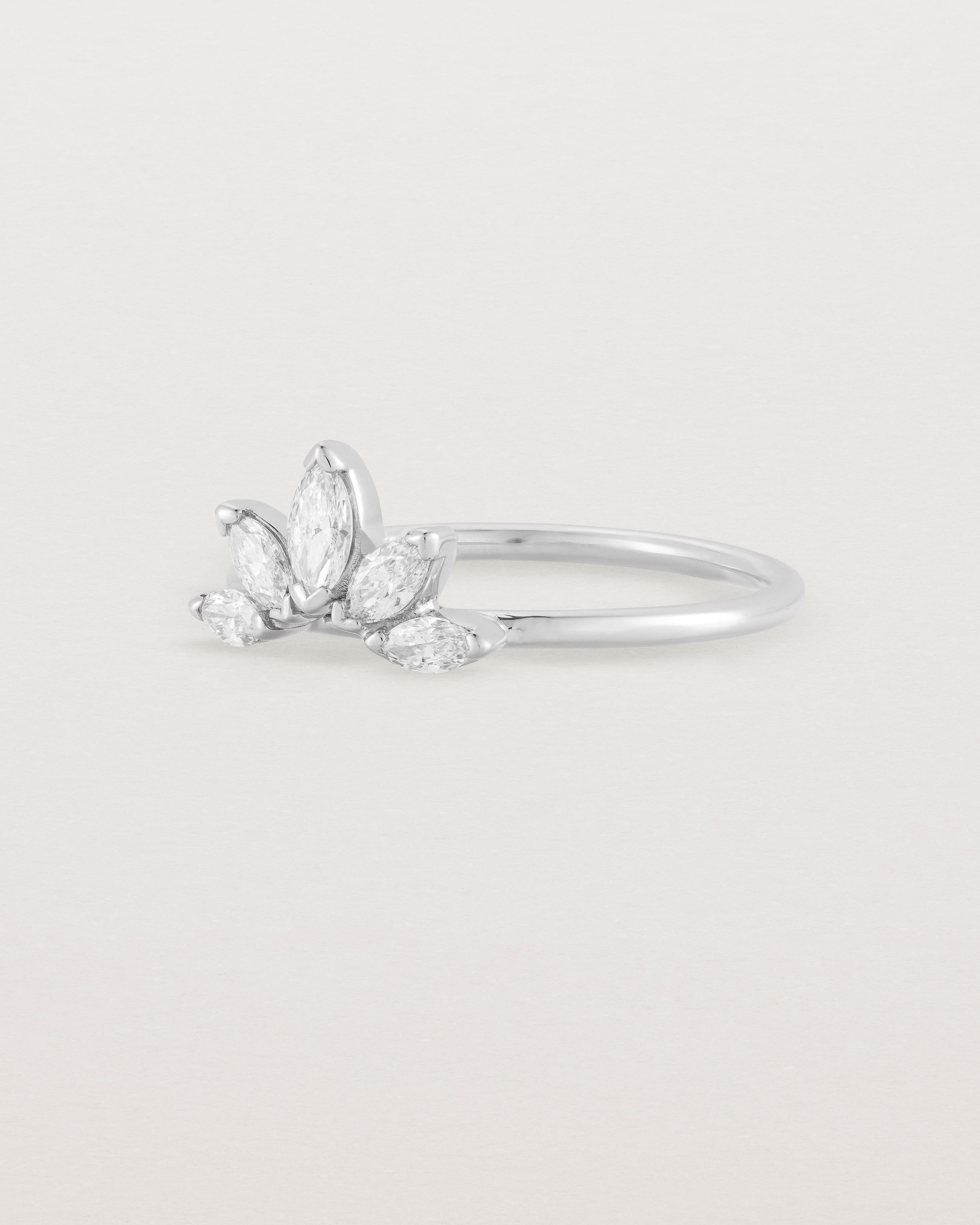 Angled view of the Sun Ring | Diamond in White Gold.