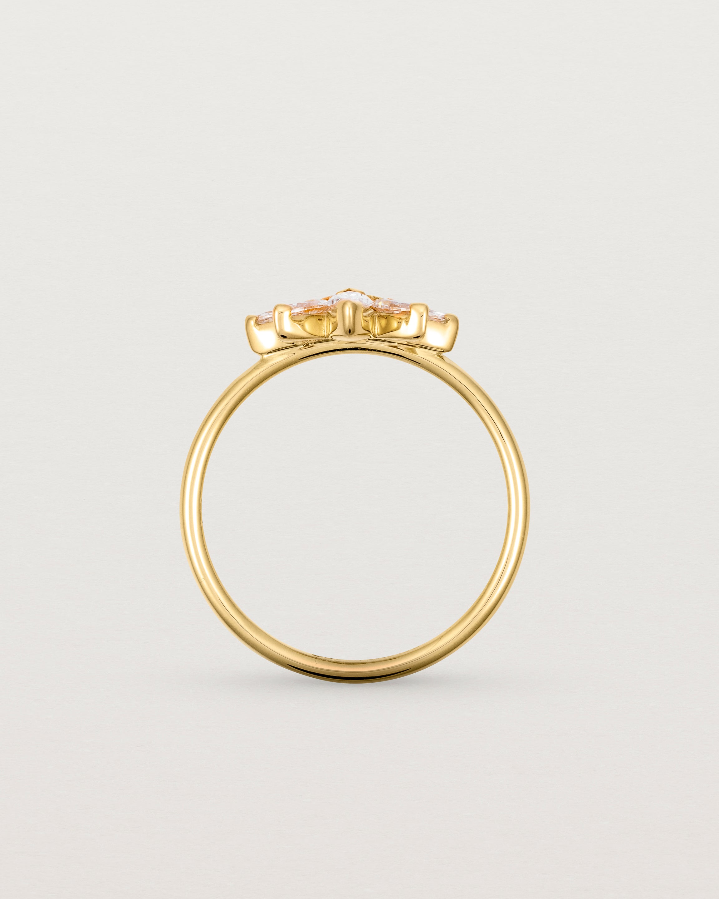 Standing view of the Sun Ring | Diamond in Yellow Gold.