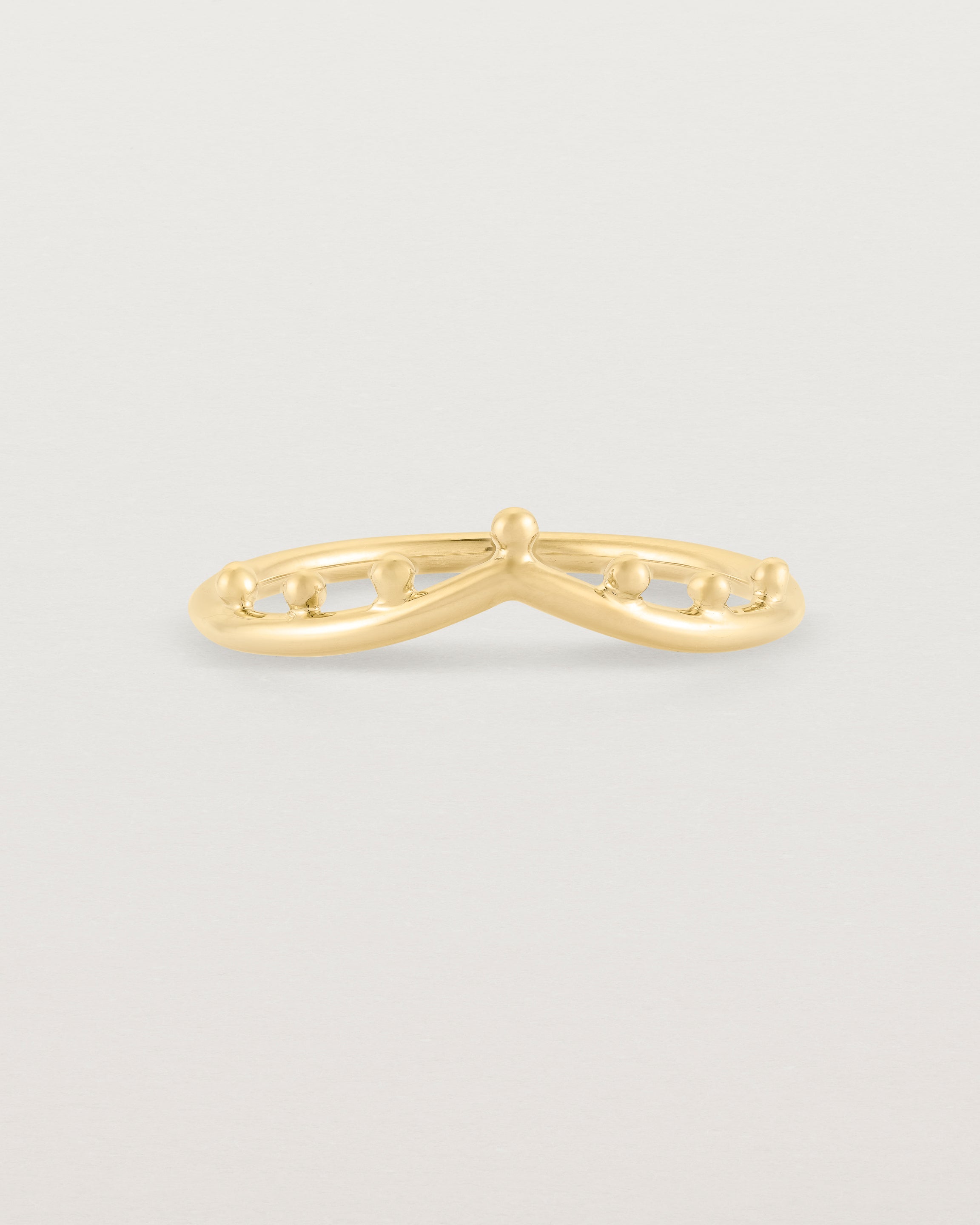 Front view of the Dotted Gentle Point Ring in Yellow Gold.