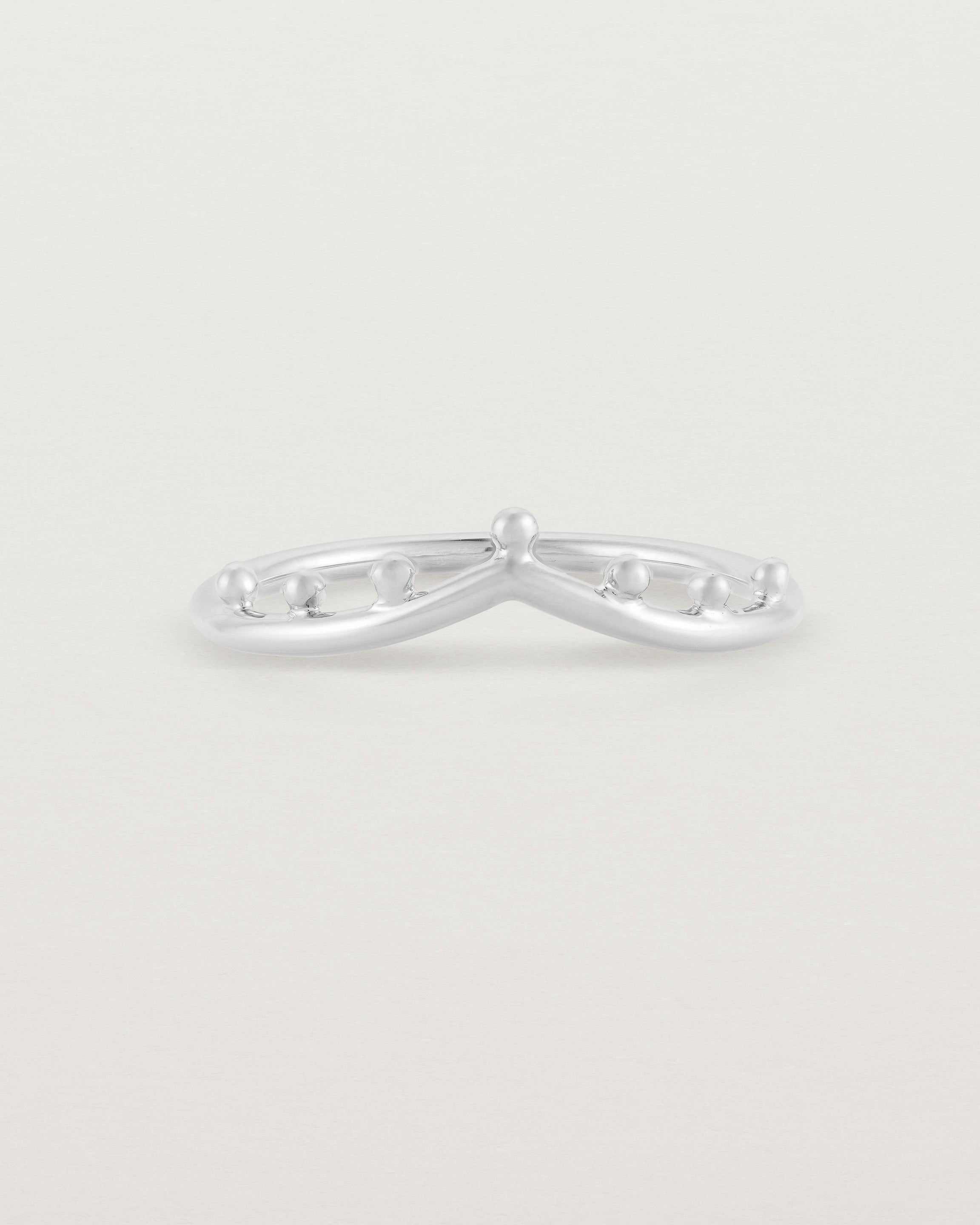 Front view of the Dotted Gentle Point Ring in White Gold.