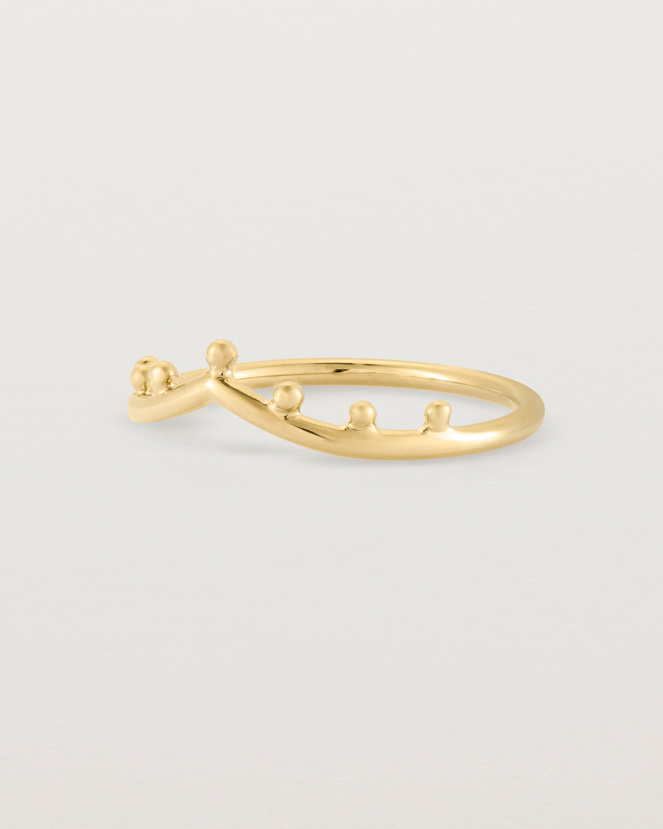 Angled view of the Dotted Gentle Point Ring in Yellow Gold.