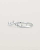 Angled view of the Dotted Gentle Point Ring in White Gold.