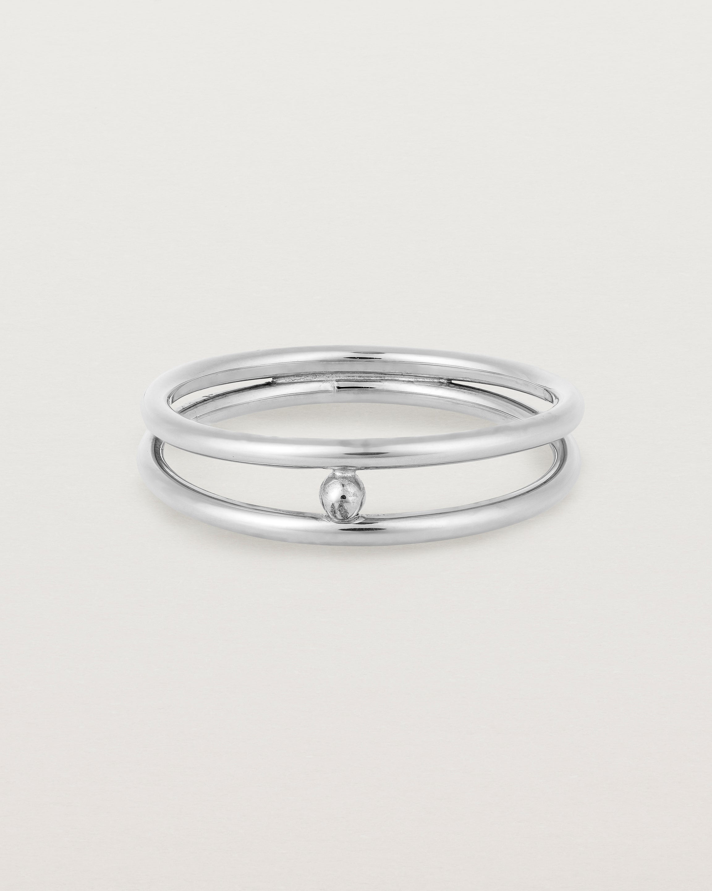 Front view of the Double Reliquum Ring in Sterling Silver.