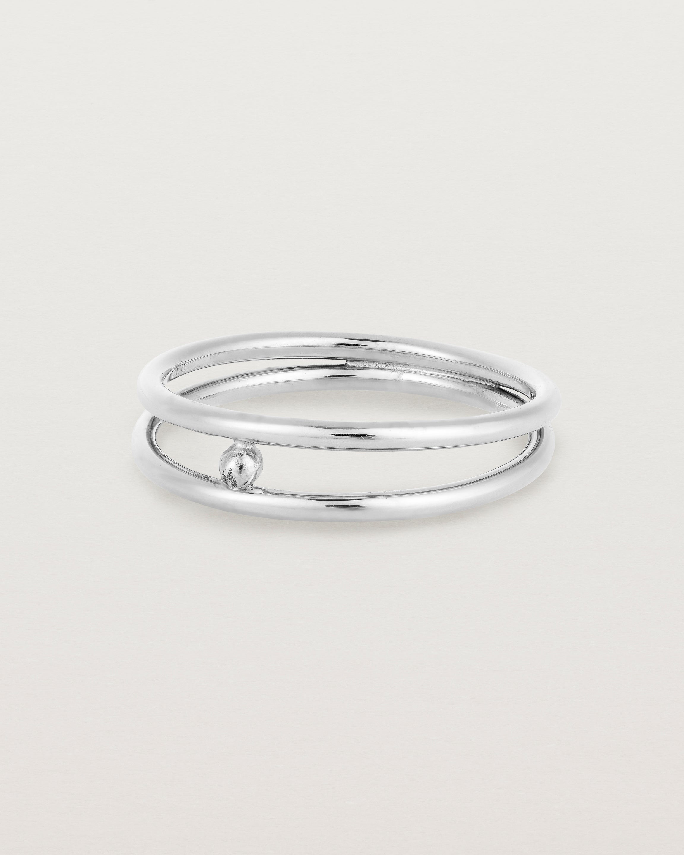 Angled view of the Double Reliquum Ring in Sterling Silver.