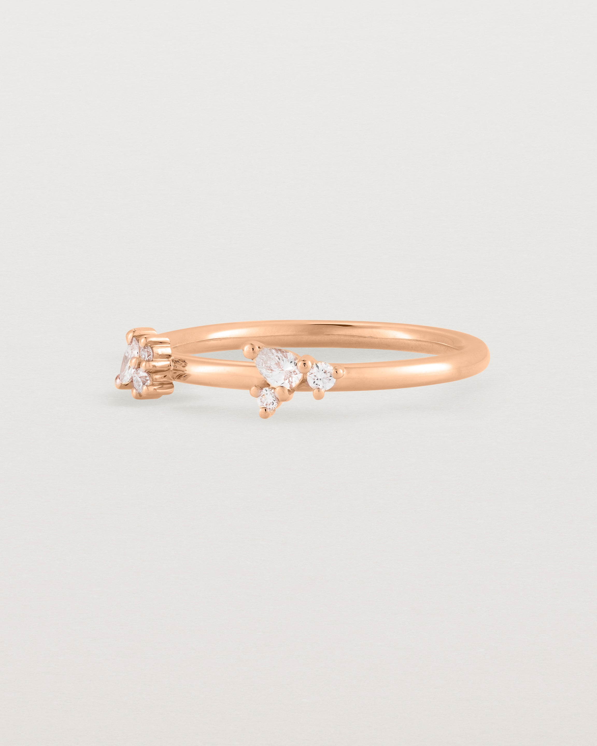 Angled view of the Etta Cluster Ring | Diamonds in Rose Gold.