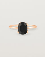 Front view of the Fei Ring | Black Spinel in Rose Gold.