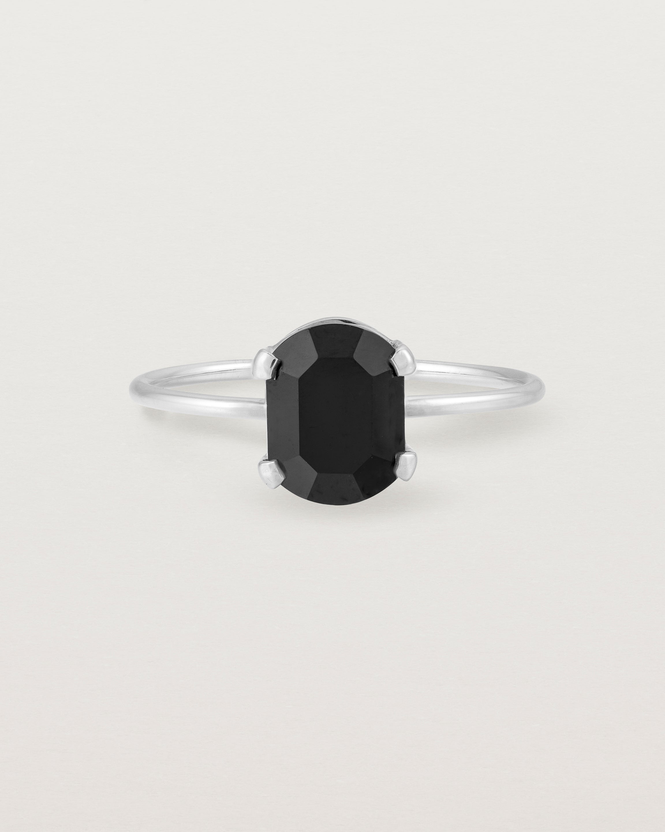 Front view of the Fei Ring | Black Spinel in Sterling Silver.