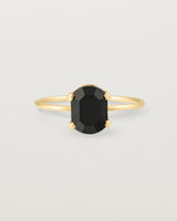 Front view of the Fei Ring | Black Spinel in Yellow Gold.