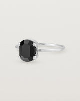 Front view of the Fei Ring | Black Spinel in Sterling Silver.