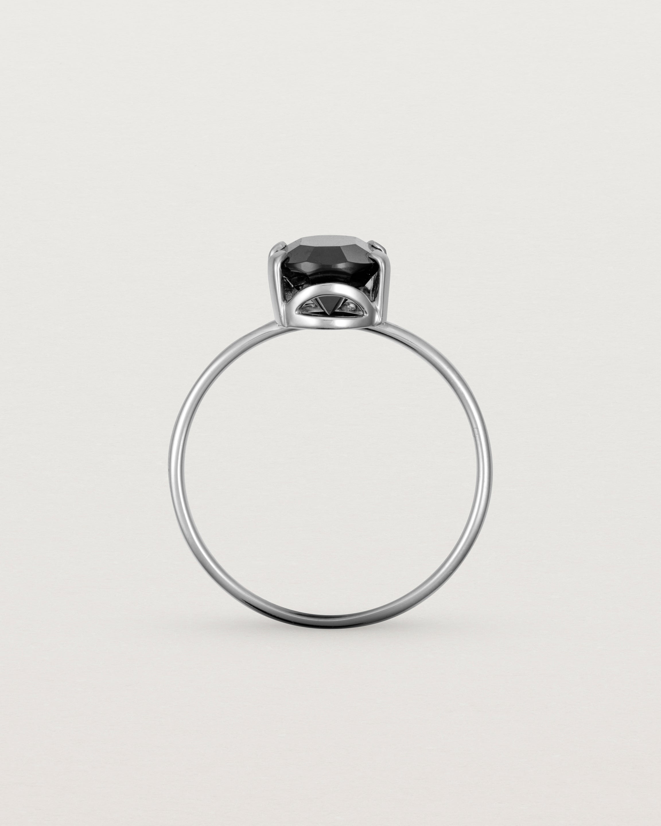Standing view of the Fei Ring | Black Spinel in Sterling Silver.