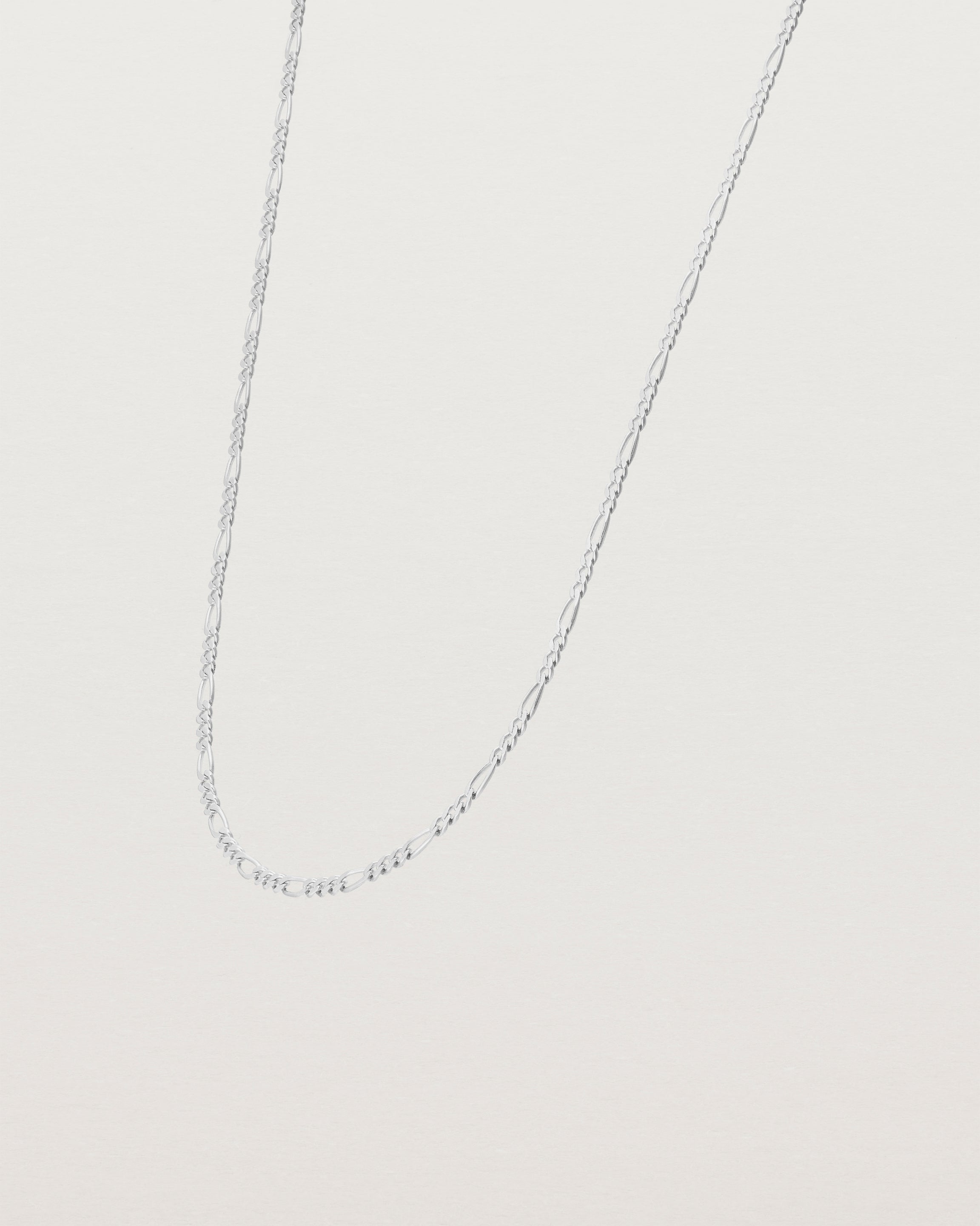 Angled view of the Figaro Chain Necklace | Bold in Sterling Silver.