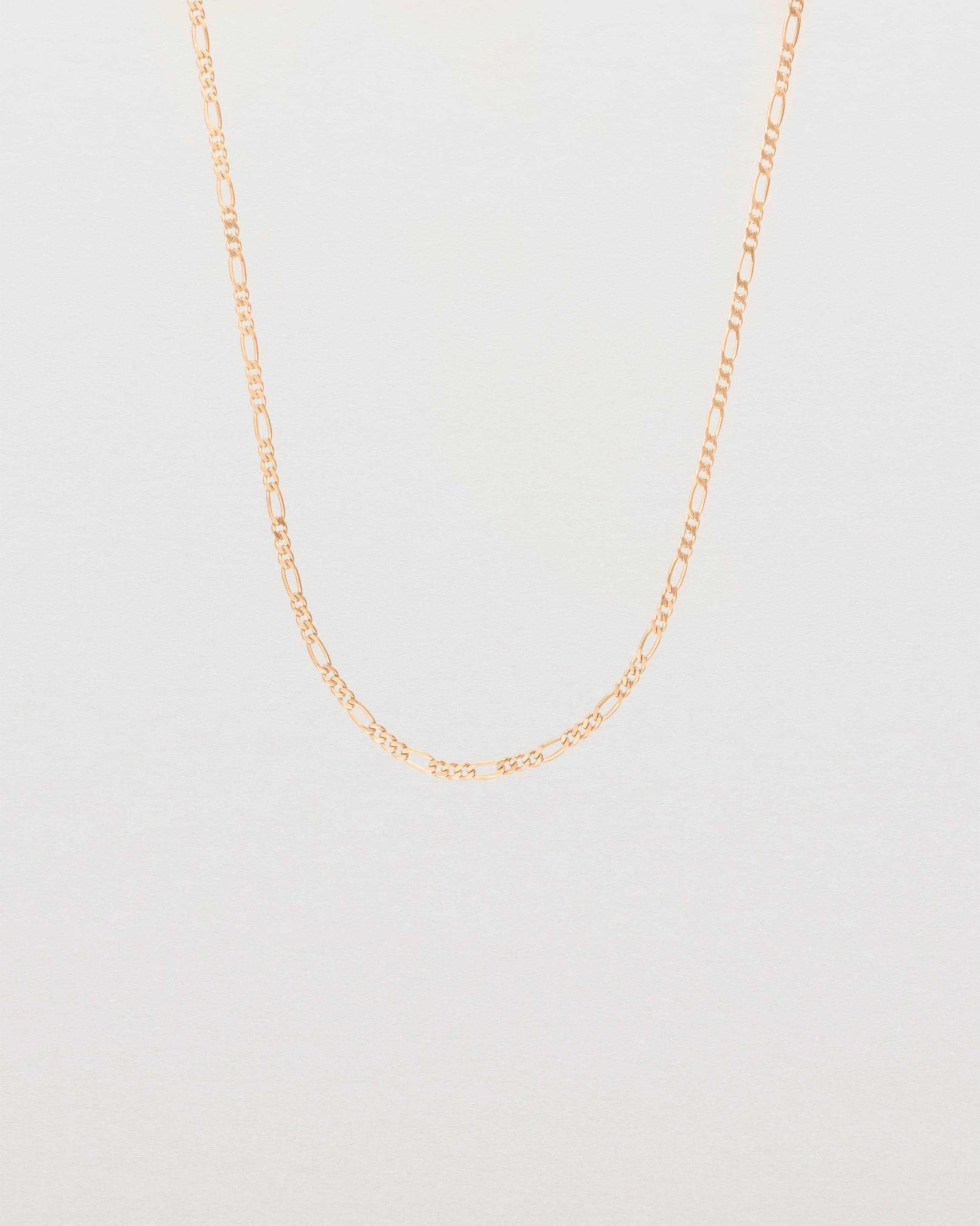 Front view of Close up of the Figaro Chain Necklace | Bold in Rose Gold.