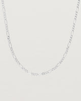 Close up of the Figaro Chain Necklace | Bold in Sterling Silver.