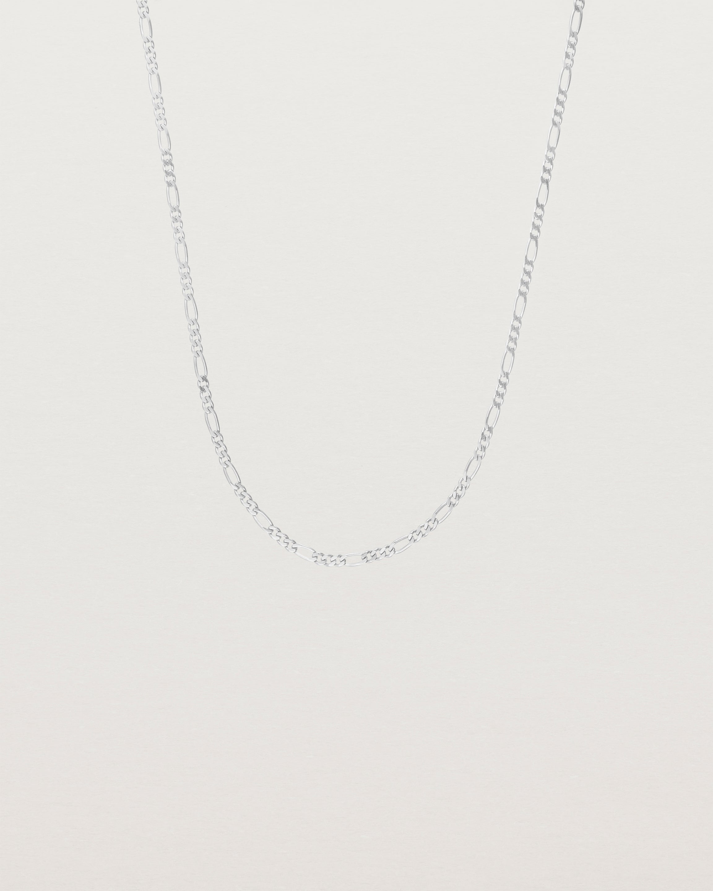 Front view of the Figaro Chain Necklace | Bold in Sterling Silver.