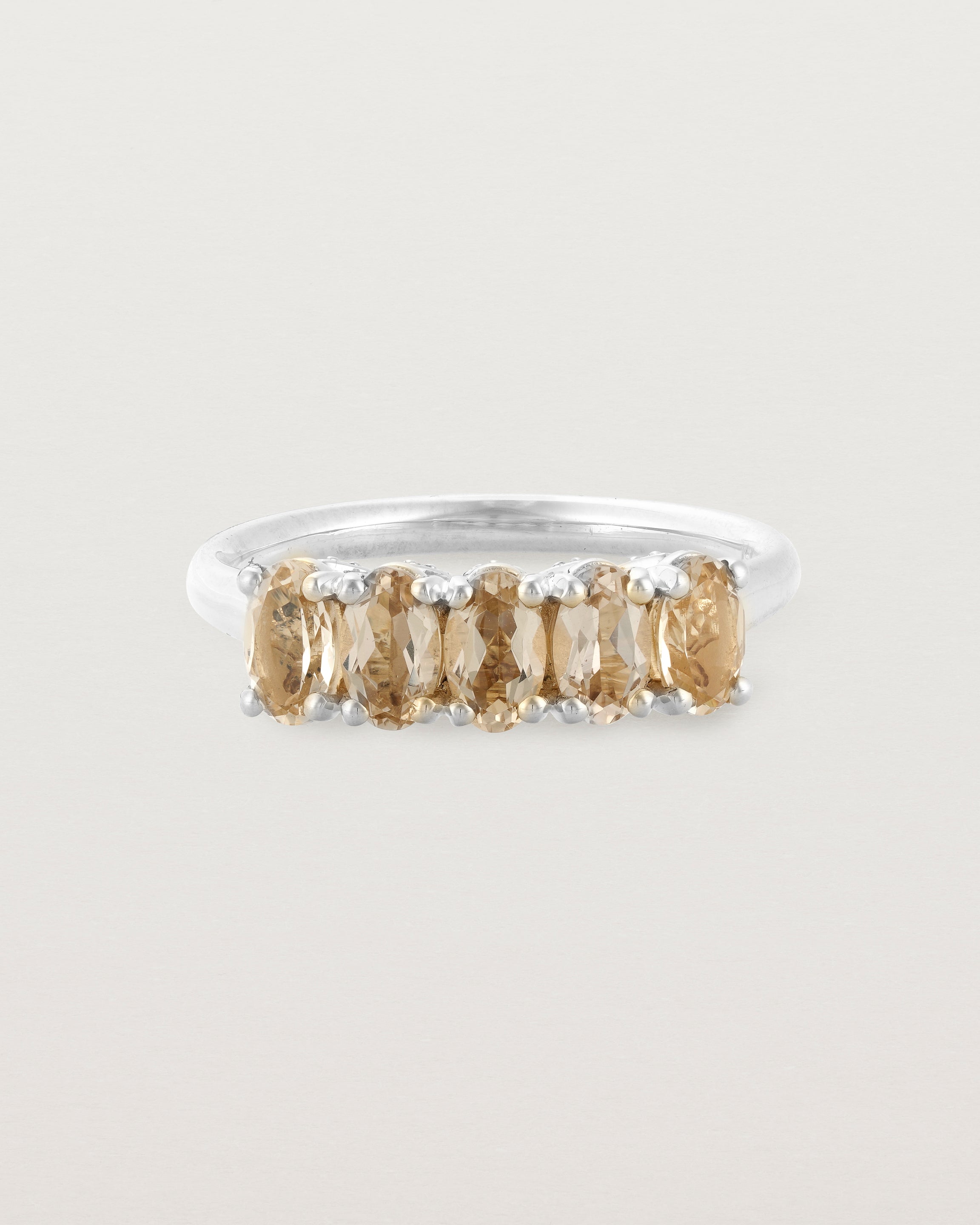 Front view of the Fiore Wrap Ring | Savannah Sunstone | White Gold.