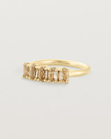 Angled view of the Fiore Wrap Ring | Savannah Sunstone | Yellow Gold.