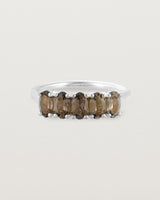 Front view of the Fiore Wrap Ring | Smokey Quartz | White Gold.
