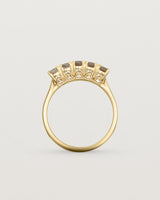 Standing view of the Fiore Wrap Ring | Smokey Quartz | Yellow Gold.