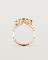 Standing view of the Fiore Wrap Ring | Smokey Quartz | Rose Gold.