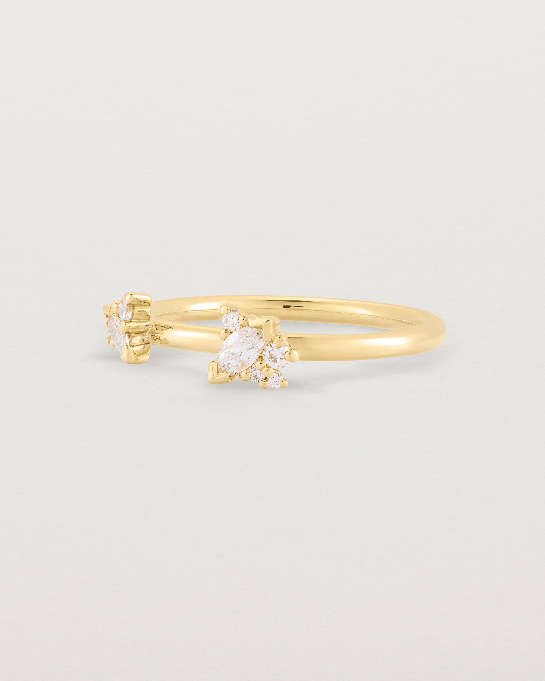 Angled view of the Freya Cluster Ring | Diamonds in Yellow Gold.