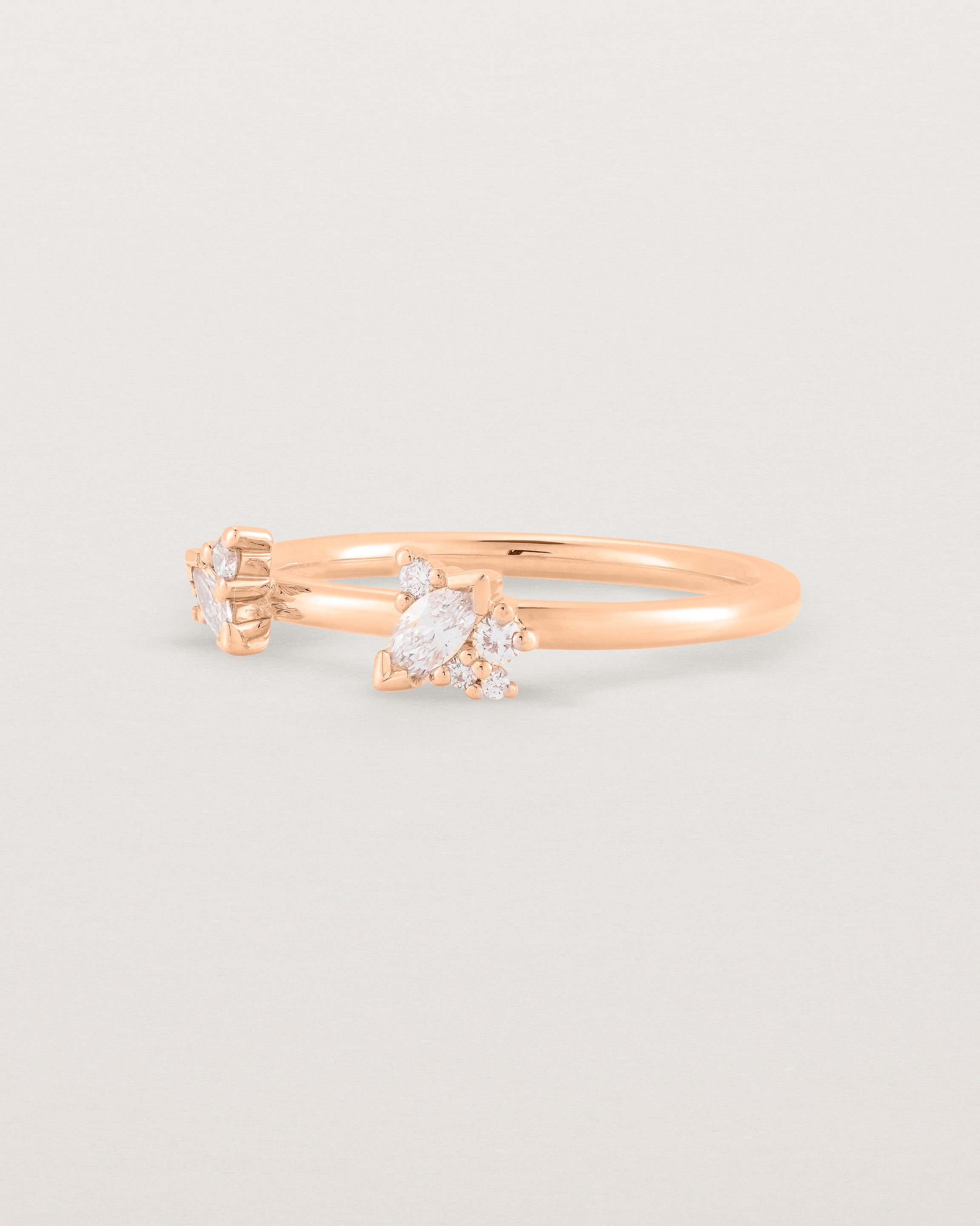 Angled view of the Freya Cluster Ring | Diamonds in Rose Gold.