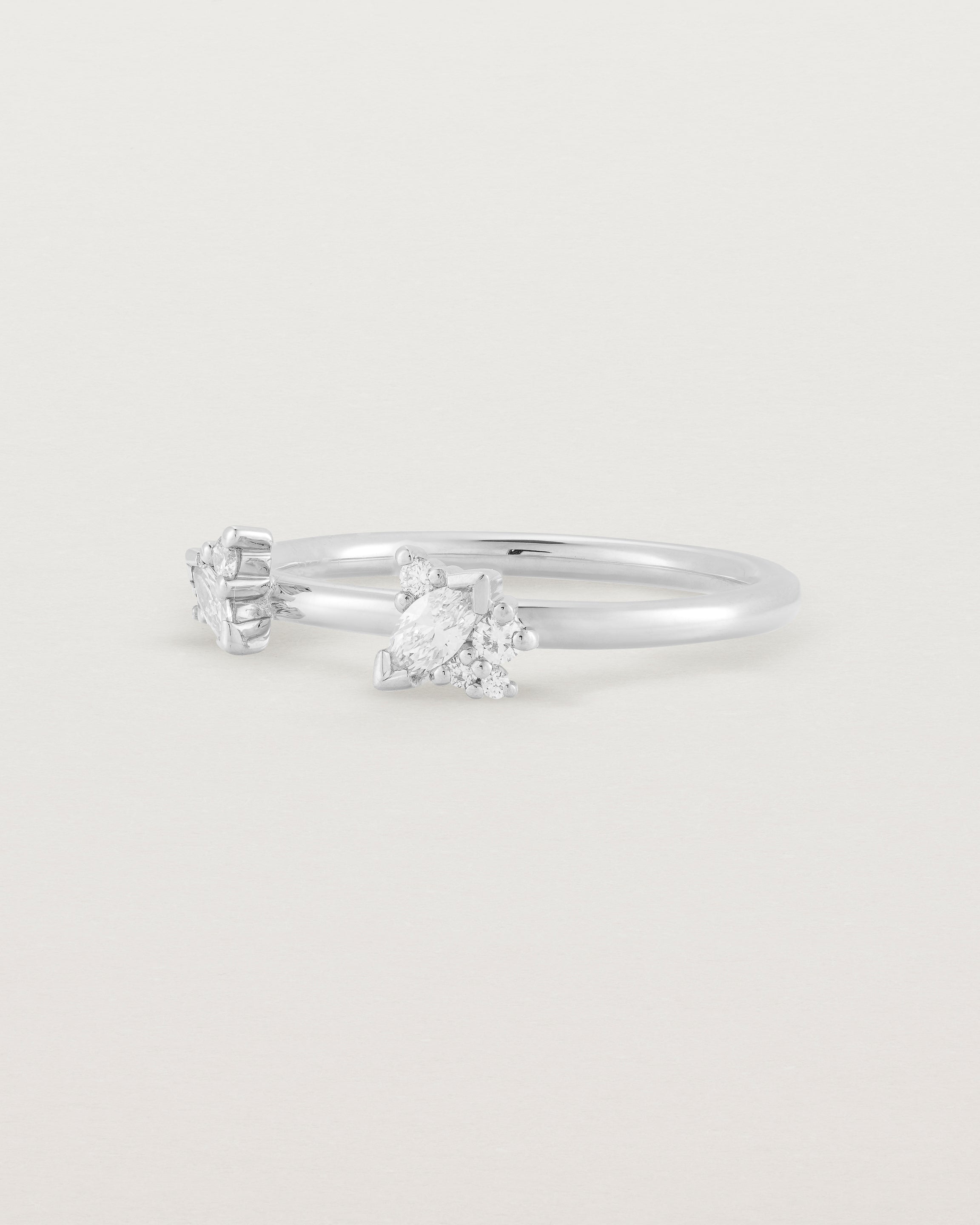 Angled view of the Freya Cluster Ring | Diamonds in White Gold.