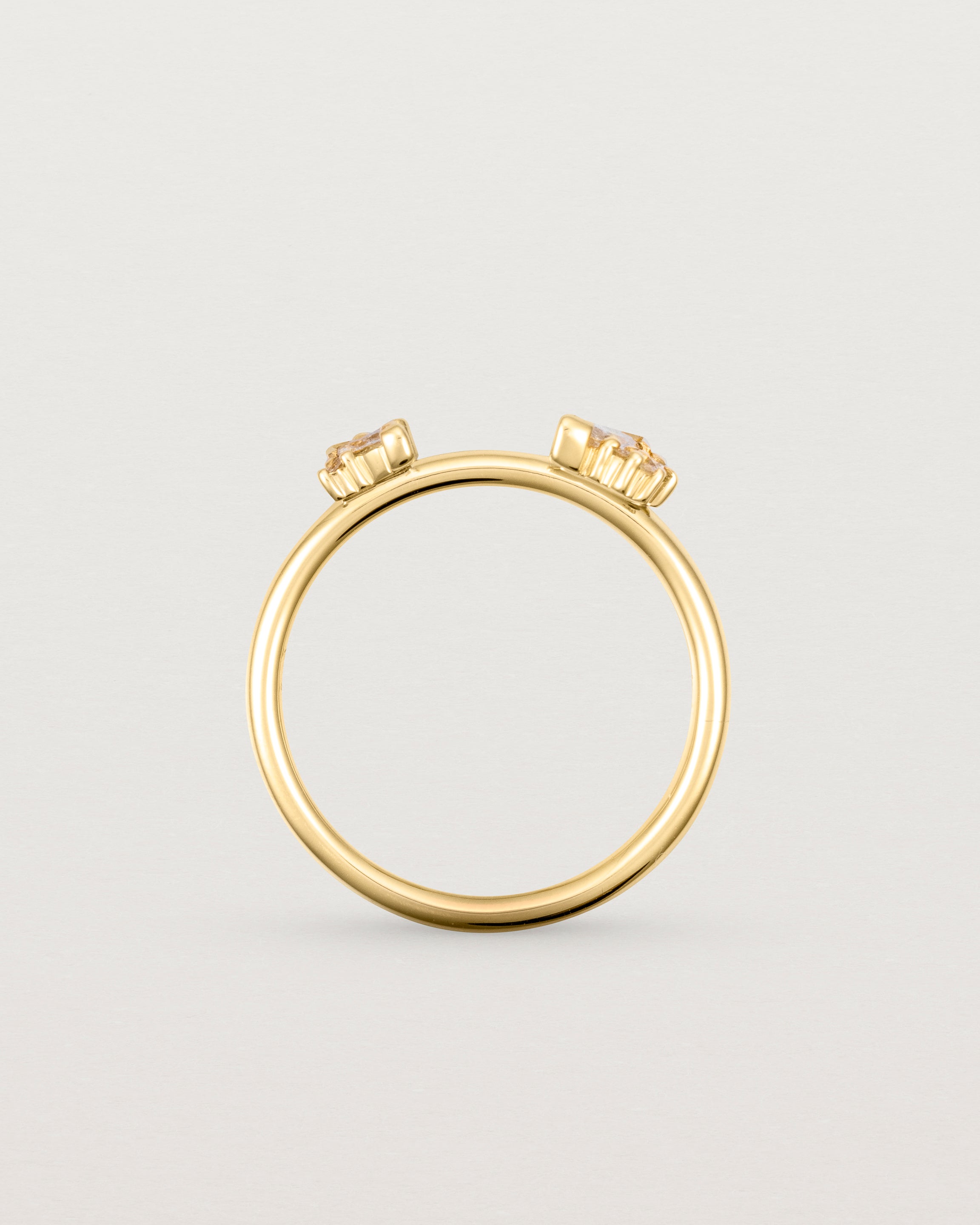 Standing view of the Freya Cluster Ring | Diamonds in Yellow Gold.
