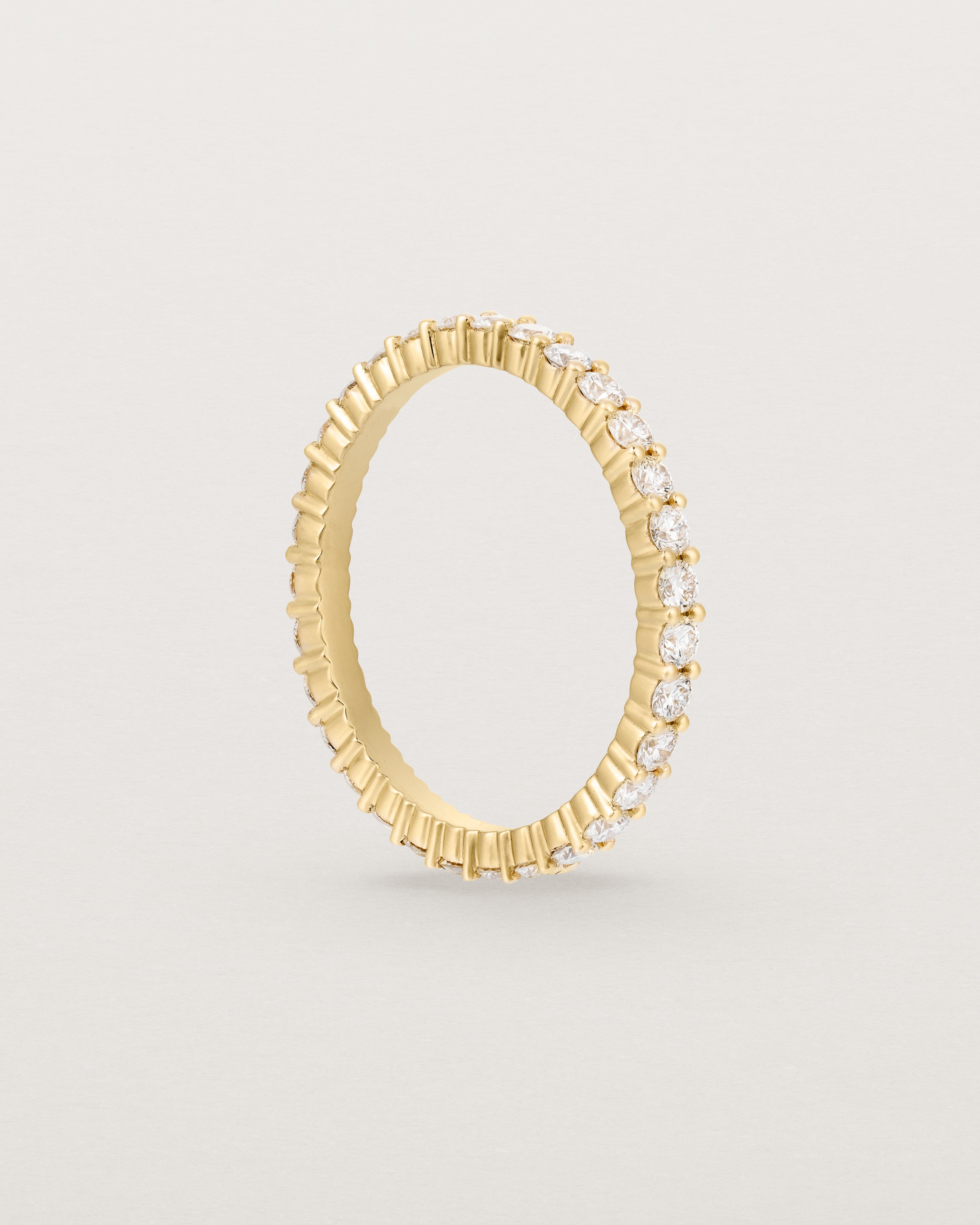 Standing view of the Grace Ring | White Diamonds in Yellow Gold.