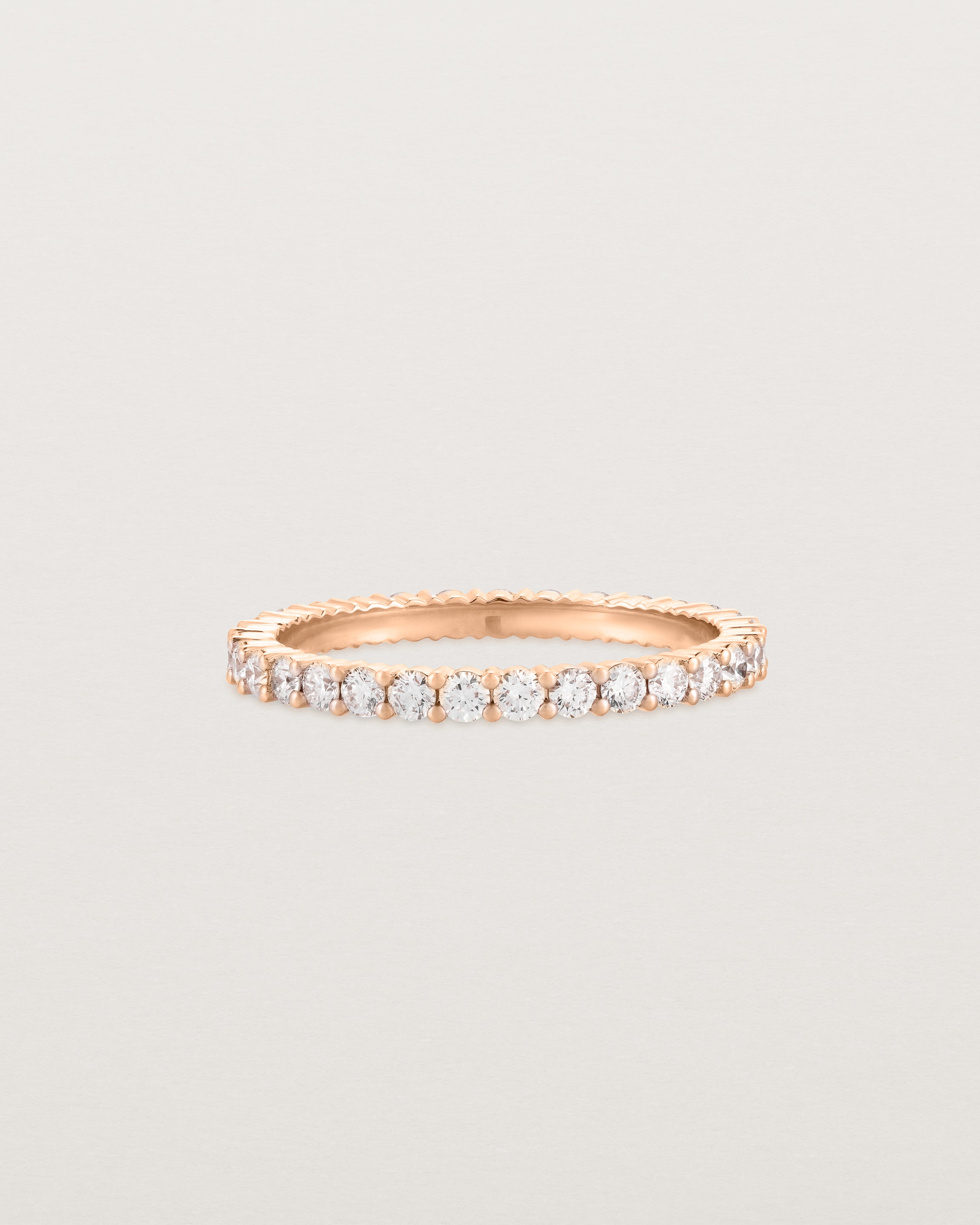 Front view of the Grace Ring | White Diamonds in Rose Gold.