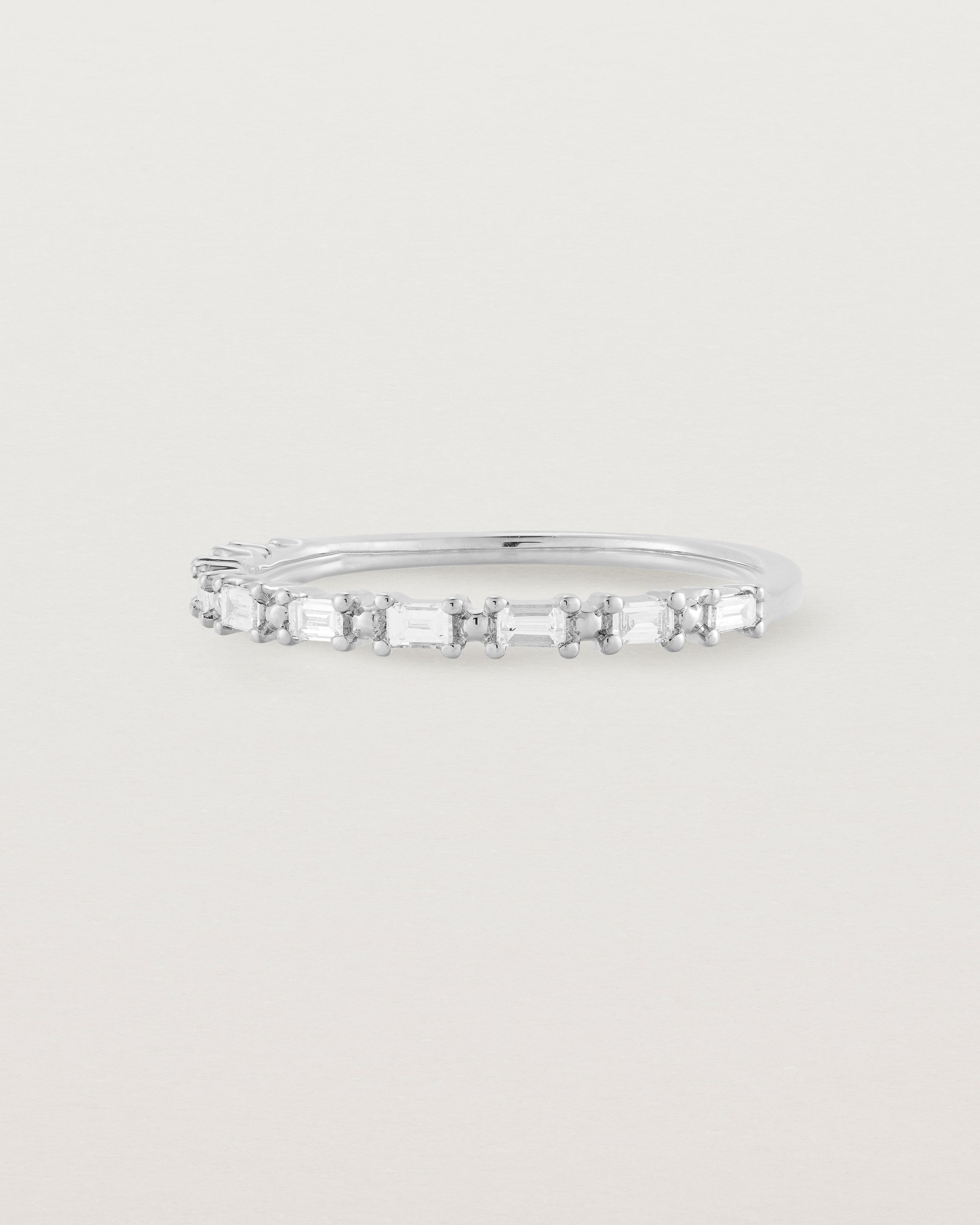 Angled view of the Demi Khyati Ring | Diamonds in White Gold.