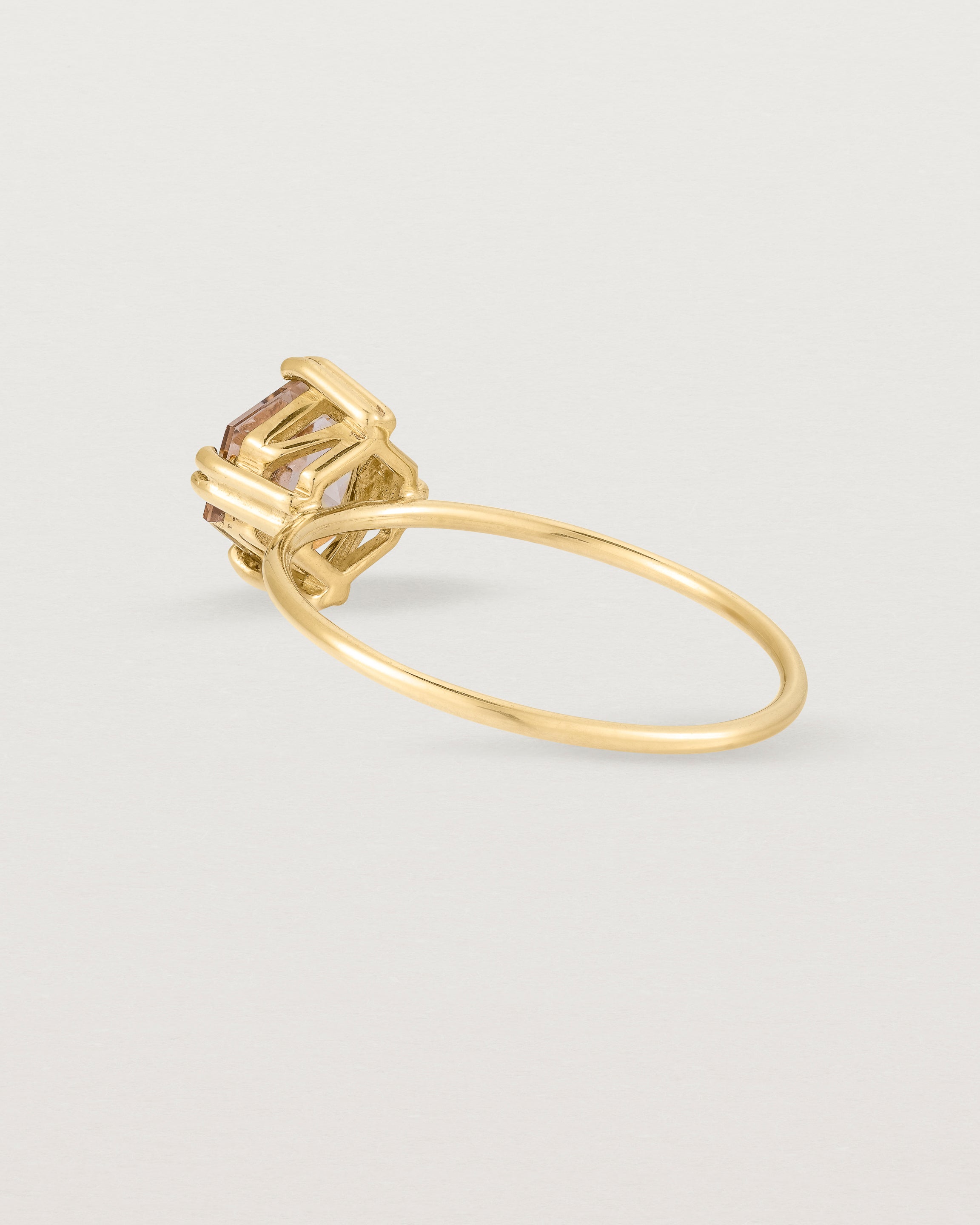 Back view of the Hexagon Ring | Smokey Quartz in Yellow Gold.