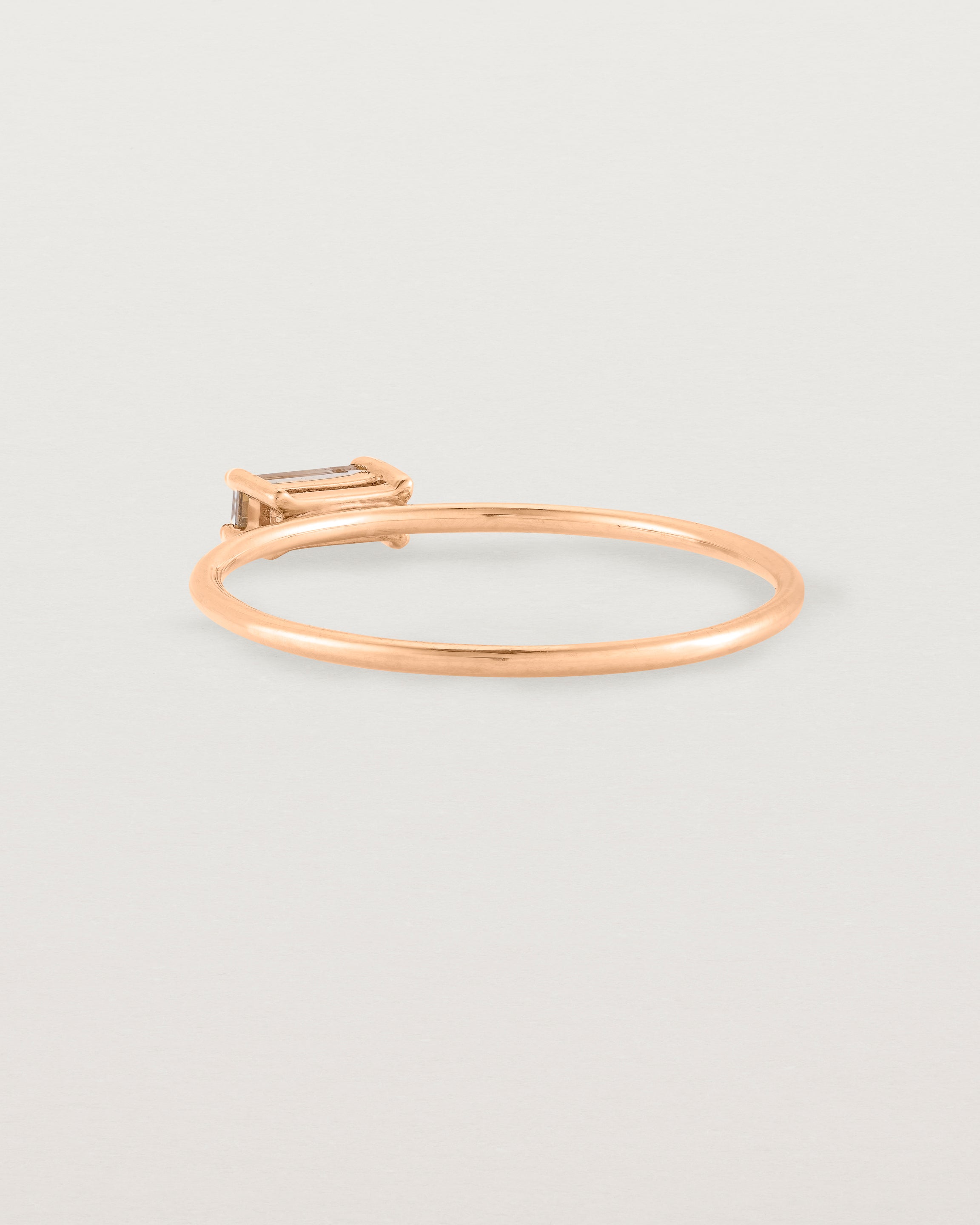 Back view of the Horizontal Baguette Ring | Smokey Quartz in Rose Gold.